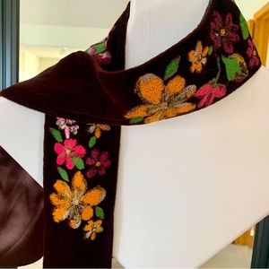 Hand Painted Velvet Floral Scarf